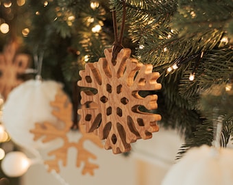 Snowflakes Ornaments Set, Wooden Christmas Ornaments, Christmas Decoration, Christmas Tree Snowflakes