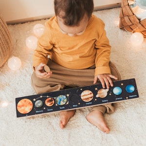 Wooden Solar System, Montessori Puzzle With Planets, Educational Toys, Easter Nephew Gift, 2 Years Old, Space Nursery Decor, Toddler Toys