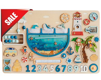 CLEARANCE SALE. 6 Busy Board Designs. Montessori Toy 1 2 3 Year Old. Large Activity Board. Toy For Toddlers. Wooden Sensory Toy. Fidget Toy.