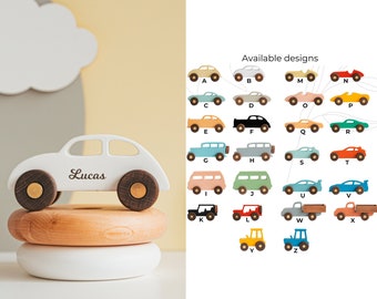 Kids Wooden Toy Cars, Truck And Jeep, Personalized Baby Gifts, Sensory Toys For Toddlers, Birthday Boy Gift 1 2 3 Year Old, First Easter