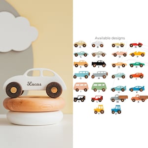 Kids Wooden Toy Cars, Truck And Jeep, Personalized Baby Gifts, Sensory Toys For Toddlers, Birthday Boy Gift 1 2 3 Year Old, First Easter image 1