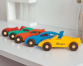 Set of Toy Racing Cars, Birthday Boy Gift Personalized, Wooden Sensory Toys For Kids, Preschool Toys, Wooden Cars With Names, Baby Easter