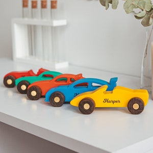 Set of Toy Racing Cars, Birthday Boy Gift Personalized, Wooden Sensory Toys For Kids, Preschool Toys, Wooden Cars With Names, Baby Easter