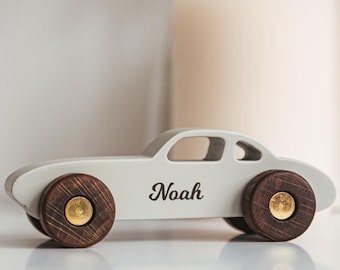 Personalisierte Holz Auto Spielzeug für Jungen-Set von 1 3 5 Farbige Autos Erstes Weihnachtsgeschenk Andenken Geschenk 2-jähriger Junge Holz Auto Track Kinderspielzeug