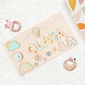 Puzzle personalizzato con nome Montessori, giocattoli in legno, regalo per neonati e bambini, prima Pasqua, regalo di compleanno unico, regalo di Natale.