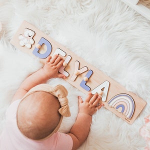 Gifts for Kids Name Puzzle, Personalized Baby, 1st Birthday Girl, Newborn Gift, Montessori Toys, Wooden Toy, Christmas Gifts for Her