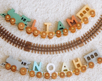 Build Your Own Train. Personalized Trains For Kids. Wooden Toys For Toddlers. Wagon Letter Train. Engine and Caboose Included.