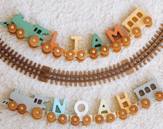 Build Your Own Train. Personalized Trains For Kids. Wooden Toys For Toddlers. Wagon Letter Train. Engine and Caboose Included.
