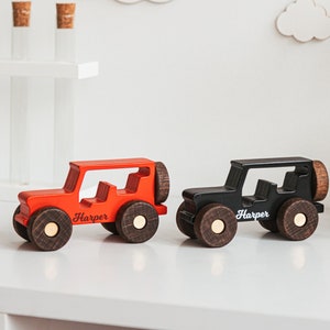 Collect Wooden Cars With Names, Sensory Toys For Toddlers, Baby Birthday Gift, Wooden Truck Toy, Personalized Gift For Kids, First Christmas image 3