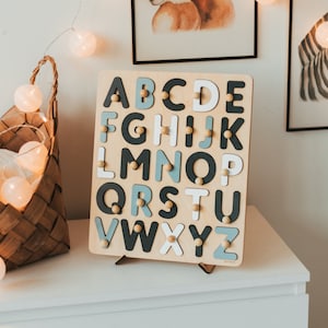 Alphabet Puzzle, ABC Puzzle, Montessori Board, Educational Board, Gifts For Kids, Wooden Letters, Fidget Kids Toys, 3 Years Old Boy Gift image 1