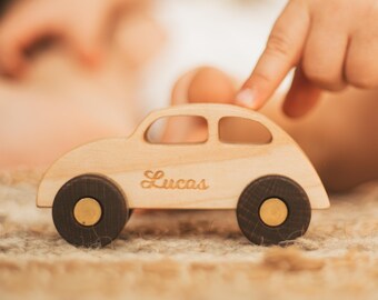 Personalized Wooden Car for Kids, Custom Engraved Name Birthday Gift