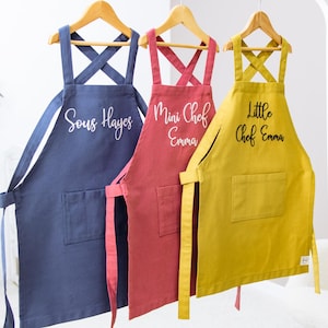 Delantal infantil personalizado para hacer galletas, delantal personalizado para niños, delantal navideño para niños, delantal de cocina para jugar, juguetes hechos a mano, regalos para toda la familia