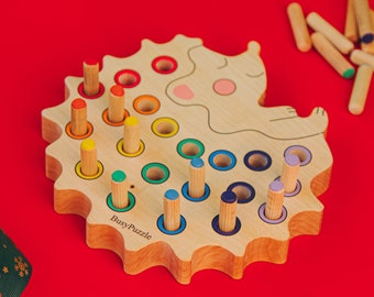 Igel mit Nadeln Montessori Sensorisches Spielzeug, Kleinkind-Fidget-Spielzeug, Baby-Spielzeug-Aktivität, Feinmotorik-Spielzeug, Holzspielzeug, Ostergeschenke