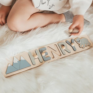 Baby Name Puzzle, 1st Birthday Gift, 1 Year Old Boy, Montessori Toddler Toys, Custom Wooden Name Puzzle, First Christmas Gift Personalized