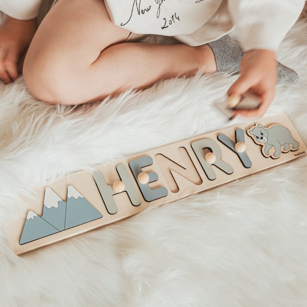 Baby Name Puzzle, 1st Birthday Gift, 1 Year Old Boy, Montessori Toddler Toys, Custom Wooden Name Puzzle, First Christmas Gift Personalized