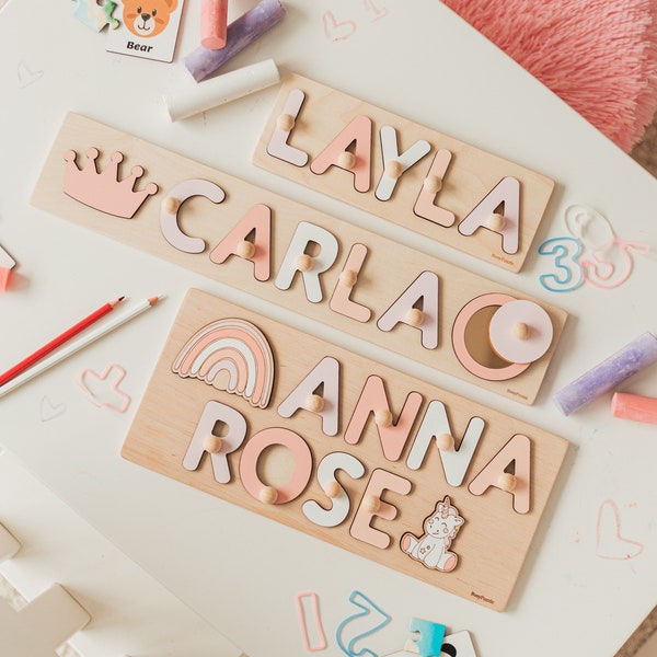 Baby Name Puzzle, Choose Your Favorite, Personalized Gift For Toddler Girl, Montessori Toys 1 Year Old, Unicorn Gifts, 1st Birthday Party