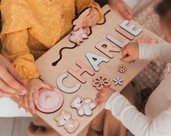 Pink Busy Board for Girls - Name Puzzle for Kids - Christmas Gifts For Toddlers