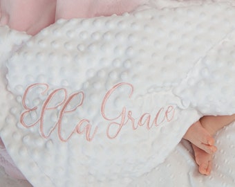 Coperta per bambini personalizzata, coperta con nome bambino personalizzato, coperta Minky neonato, regalo per baby shower, regalo per neonata, coperta di cotone con nome