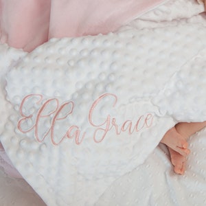 Baby Blanket Personalized, Custom Baby Name Blanket, Newborn Minky Blanket, Baby Shower Gift, Newborn Girl Gift, Cotton Blanket With Name image 1