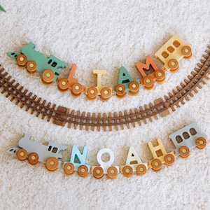 Build Your Own Train. Personalized Trains For Kids. Wooden Toys For Toddlers. Wagon Letter Train With Magnets. Engine and Caboose Included. image 1