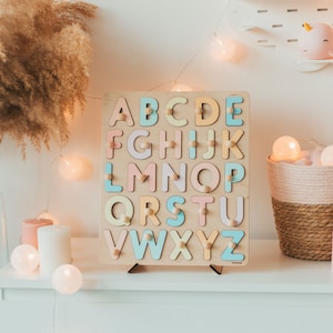 Rompecabezas del alfabeto, regalos de Navidad para niños, juguete educativo para niños pequeños, rompecabezas con actividades del abecedario, tablero Montessori, 3 años, cumpleaños de niña