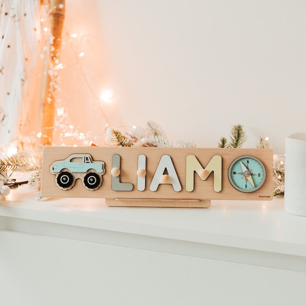 Personalized Name Puzzle, Baby Boy Gift, Ocean Nursery Decor, Montessori Toys for Child, 1st Birthday Gift, Wooden Sensory Toy, Newborn Gift