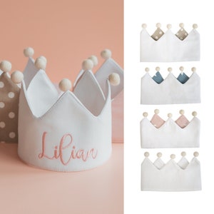 Two-sided Princess Birthday Crown With Name, Personalized Baby Gifts, Baby Embroidered Crown, First Birthday Outfit Girl, One Year Old Crown