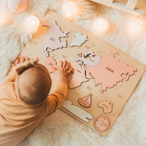 Ready to Ship, ONLY For US and Canadian customers, Wooden Montessori World Maps For Kids