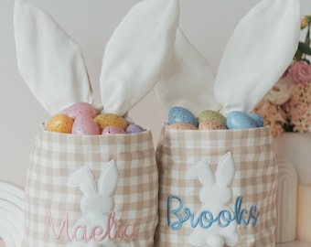 Benutzerdefinierte Osterkorb Eiersuche Name mit Bunny Babys erstem Andenken & Frühlingsdekorkorb