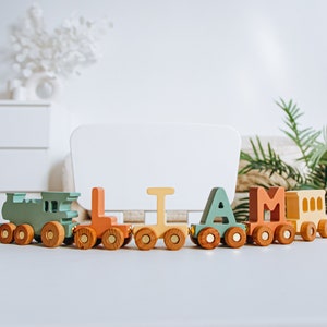 Wooden Toy Train Personalized Train With Name Nursery Name Sign Baby Shower Keepsake Gift Custom Birthday Gift For Kids Toys For Toddlers image 1