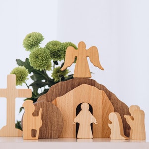 Wooden Empty Tomb Scene Easter Holiday Decorations Wooden Resurrection Scene Easter Family Gifts Easter Сreche He Is Risen Christian Decor