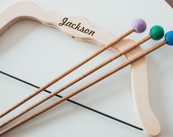 Personalized Bow With Handmade Arrows, Wooden Archery Set, Unique Gift For Boys, Montessori Toy 5 Years Old, Hunting Outdoor, Wooden Toys