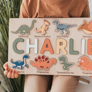 Dinosaur Name Puzzle, Baby Boy, 2 Years Old, Personalized Gift, Montessori Toy, Easter Gifts For Kids, Custom Puzzle, Dino Baby Shower image 7