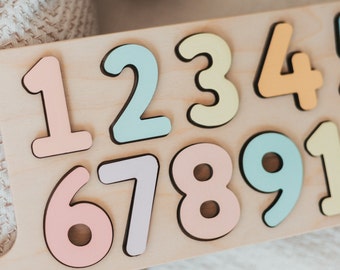 Pastel Rainbow Numbers Puzzle - Easter Gift for Girl
