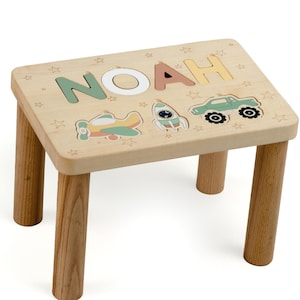 Personalized Wooden Chair for Kids Name Puzzle Stool Custom Toddler Furniture First Birthday Gift Christmas Gifts for Kids Montessori Helper