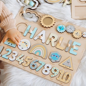 1st Birthday Boy Gift Personalized, Sensory Busy Board For Toddler, Wooden Montessori Toy, Kids Toys, Educational Toy, First Christmas Gift