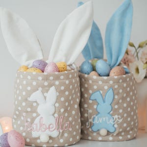 Gestickter Osterkorb Personalisierter Osterkorb mit Hasenohren Baby Korb für Mädchen und Jungen für Osteraktivitäten Ostern Kinderdekor