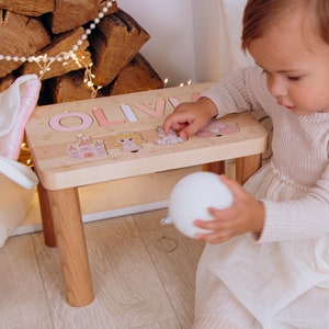 Custom Kids Name Stool Personalized Wooden Name Step Stools Toddler Helper 1st Birthday Girl Nursery Furniture First Christmas Gift