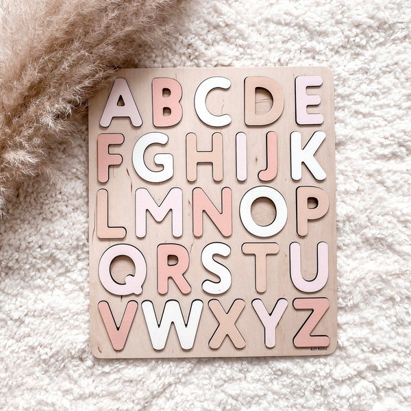 Puzzle alphabet en bois pour fille - Cadeaux de Pâques pour les enfants