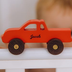 Personalized Toy Truck 1st Birthday Boy Gift Wooden Play Set For Toddler Baptism Boy Gift Christmas Basket Stuffer Wooden Car With Trailer