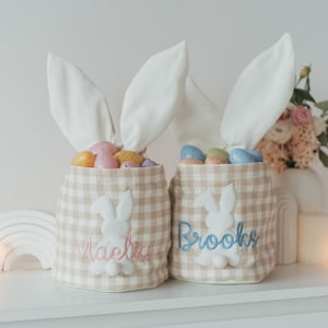 Personalized Easter Basket. Custom Embroidered Easter Bunny. Kids Easter Basket. Baby Girl And Boy Basket. Egg Basket For Easter Activities.