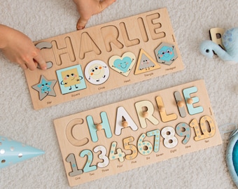 Educational Name Puzzle. Montessori Board 2 Year Old. Wooden Puzzle For Toddlers. Easter Basket Stuffers For Kids. Math Personalized Puzzle.