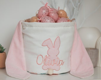 Easter Egg Hunt Bags With Name. Personalized Easter Basket. Embroidered Easter Basket. Bunny Basket. Easter Gifts For Kids. Baby Girl Gift.