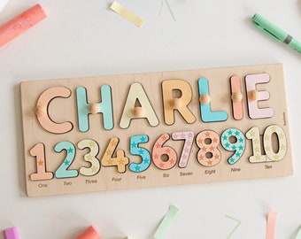 Educational Name Puzzle. Baby Gifts Personalized. Birthday Girl Gift. Montessori Toy 2 Year Old. Wooden Toddler Toys. Numbers And Letters.