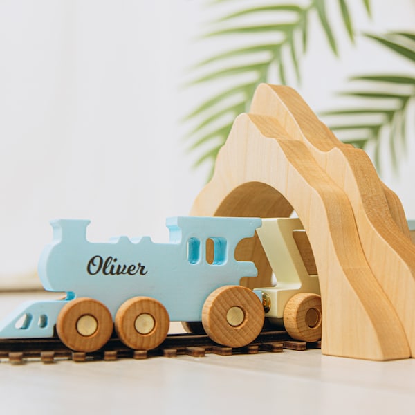 Wooden Train Personalized. Toddler Boy Christmas Gift. Kids Toys. Sensory Toys For Toddlers. Custom Birthday Gift. 3 Year Old Boy Gift.