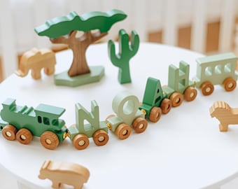 Wooden Train With Name. 1st Birthday Boy Gift. Personalized Train. Sensory Toys For Toddlers. Baptism Boy Gift. Godson Gift From Godparents.