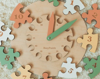 Puzzle horloge de tri arc-en-ciel prêt à être expédié, cadeau pour bébé, cadeau de Pâques, jouets en bois colorés, cadeau de baby shower pour enfants, jouet Montessori en bois