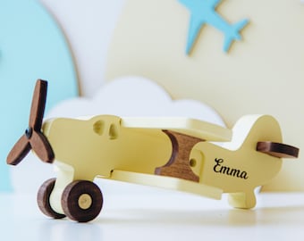 Montessori Wooden Airplane Toy Personalized Plane Toy For 1st Birthday Baby Boy Gift Colored Planes Toys for 1 2 3 Years Old Christmas Gift