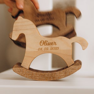Personalized Rocking Horse Toy. Memorable Baby Shower Gift. Wooden Kids Toys. Newborn Keepsake Gift. First Easter Gift. Eco-Friendly Toys.
