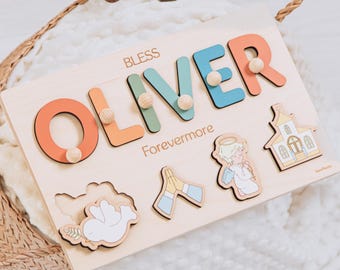Bless Forevermore Name Puzzle - Godson Christening Gift